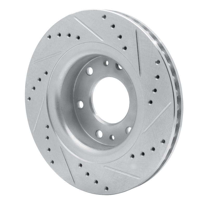 Buick Rainier Brake Rotor (1) - Front Left - R1 Concepts - Drilled & Slotted - Silver - `06-`09